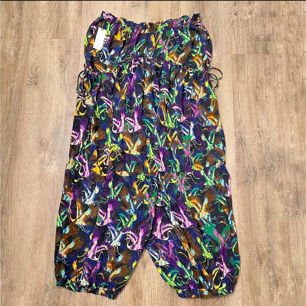 By Anthropologie Womens Multicolor Sheer Bohemian Print‎ Wide Leg Pants Size XS